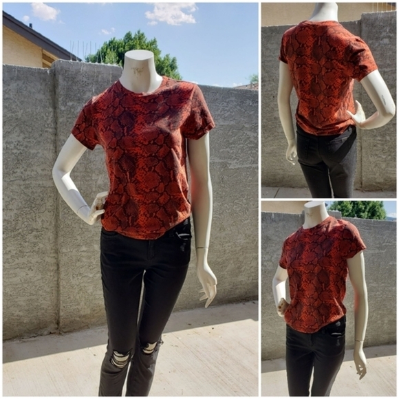 Pam & GelaLava Snake Print Tee in Lava - Picture 2 of 4